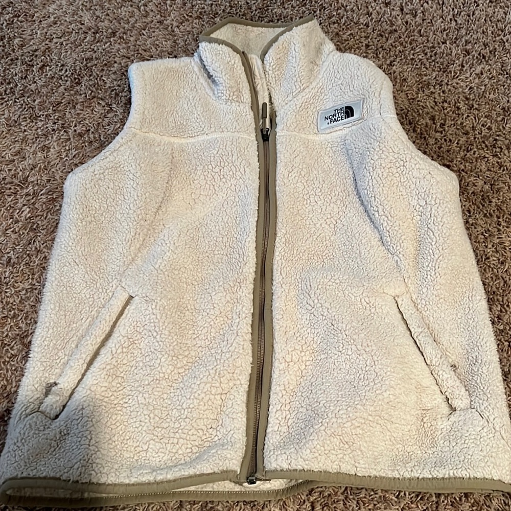 The North Face - women’s large oatmeal vest (EUC)